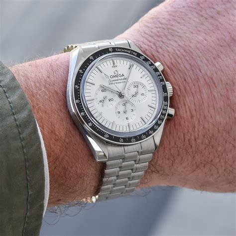 omega speedmaster white gold|new omega speedmaster white dial.